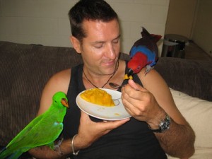 Parrot Haven kids sharing dinner time with Dad